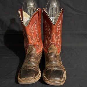Old West BSC1889 size 2.0-D Brown & Orange Boy’s Western Boots